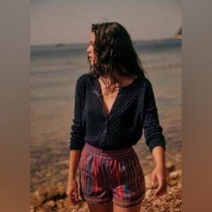 FLAWED Sezane Adela Cardigan Sweater Pointelle Knit small